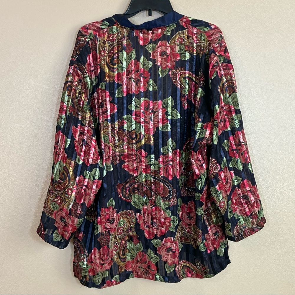 Victorias Secret Vintage Gold Label Size L Sleep Shirt Gown Blue Paisley‎ Floral - Picture 2 of 9